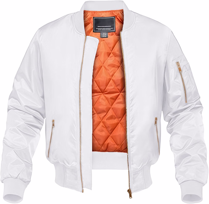 White MA1 bomber jacket